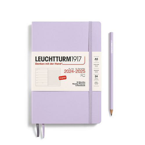 Leuchtturm, Purple, Academic, Art & School, 2025, 18 Month, A5, Medium, Softcover, Weekly, Planner, Notebook, Lilac, 816346